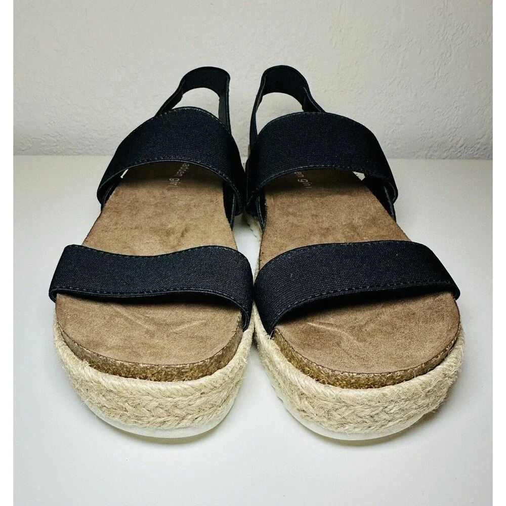 MADDEN GIRL Cassie Black Platform Espadrille Sandals SIZE 8M *NEW*‎